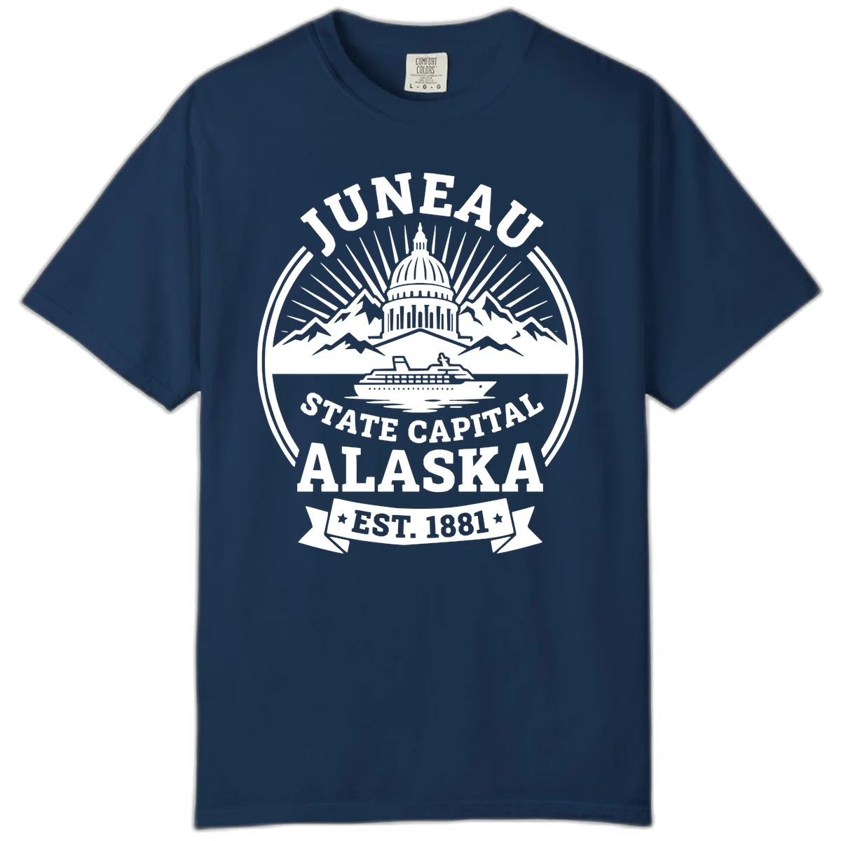 Juneau State Capital Alaska Cruise Badge Comfort Color in Navy