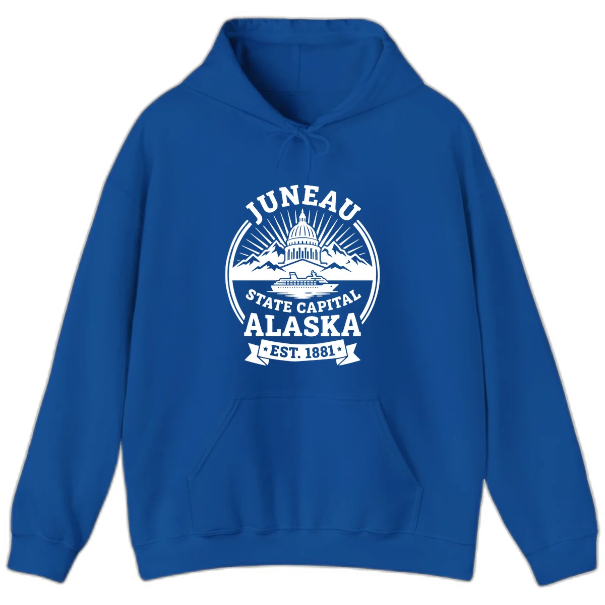 Juneau State Capital Alaska Cruise Badge Hoodie in Royal