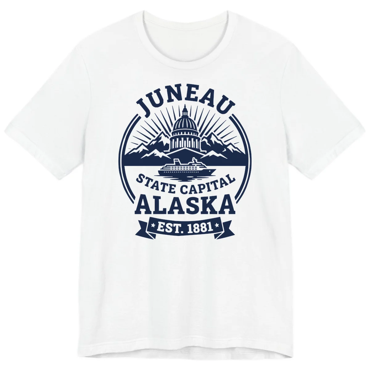 Juneau State Capital Alaska Cruise Badge Premium Tee in White