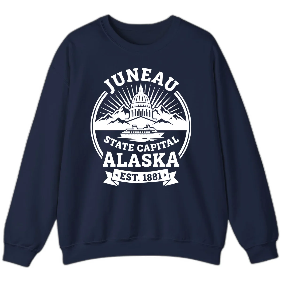 Juneau State Capital Alaska Cruise Badge Sweatshirt in Navy