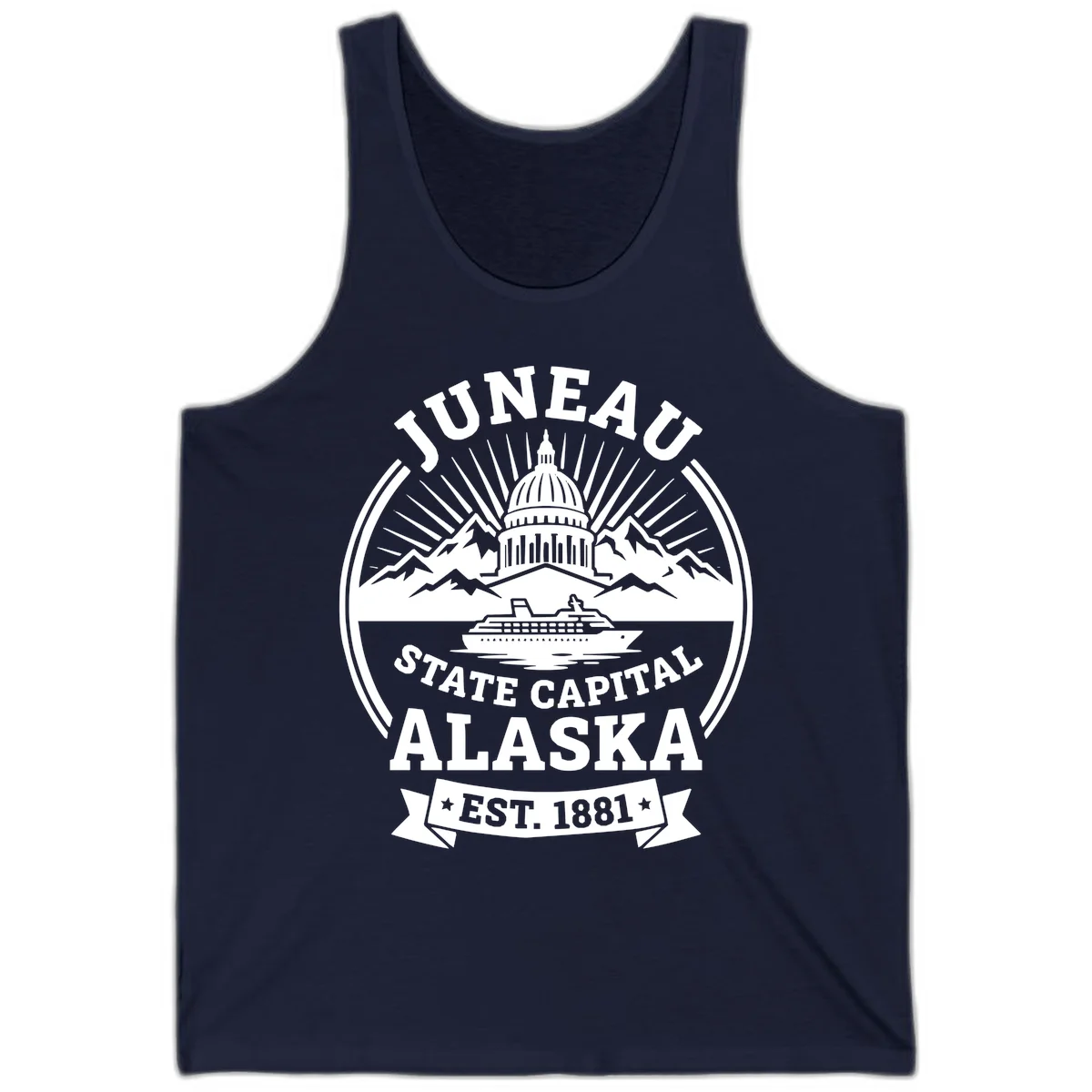 Juneau State Capital Alaska Cruise Badge Tank in Navy