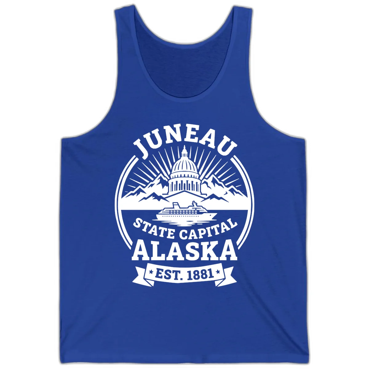 Juneau State Capital Alaska Cruise Badge Tank in True Royal