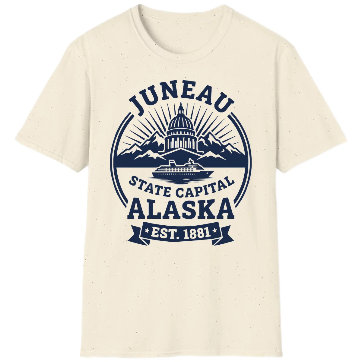 Juneau State Capital Alaska Cruise Badge T-Shirt in Natural