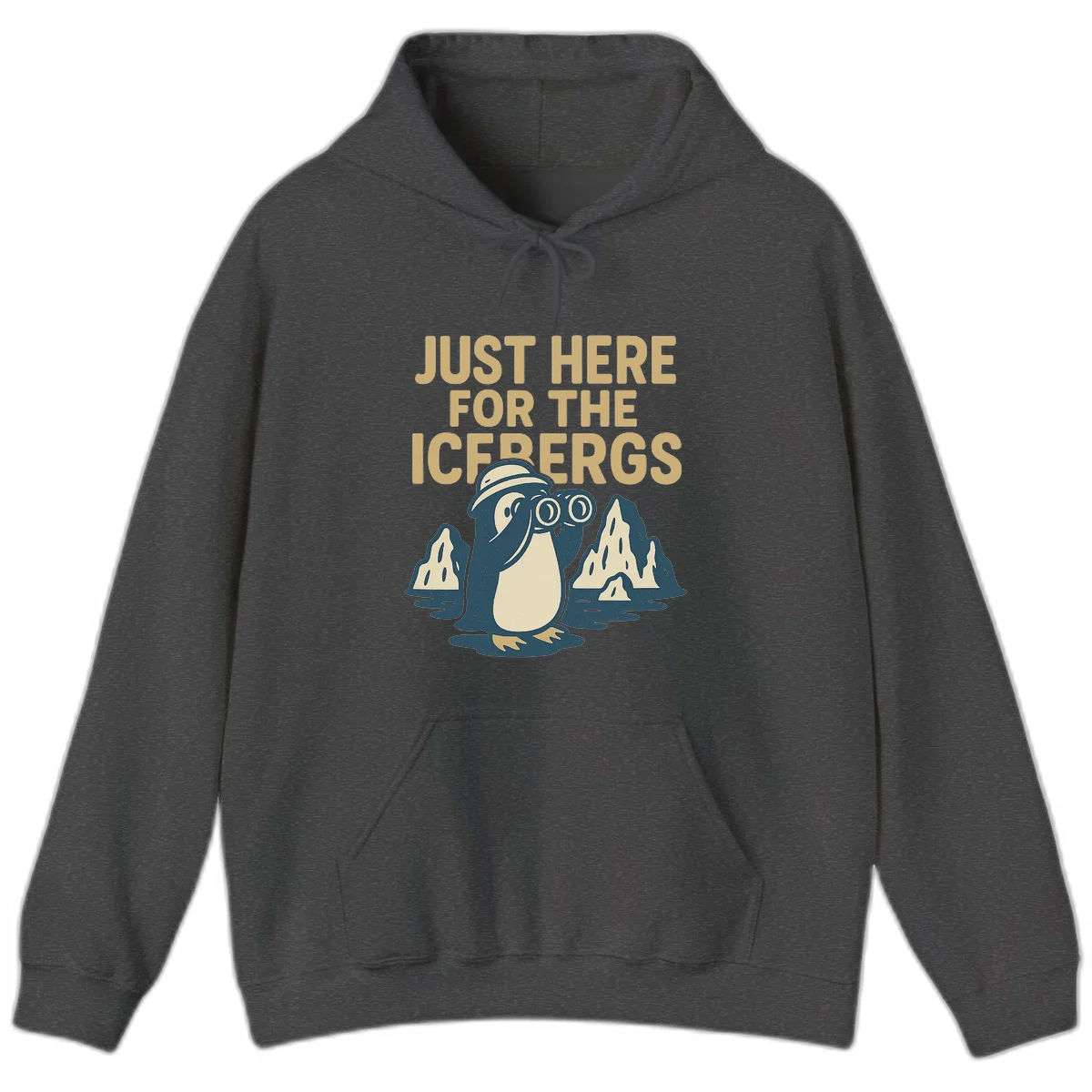 Just Here For The Icebergs Hoodie in Dark Heather