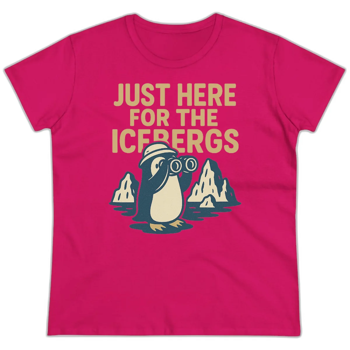 Just Here For The Icebergs Ladies Tee in Heliconia