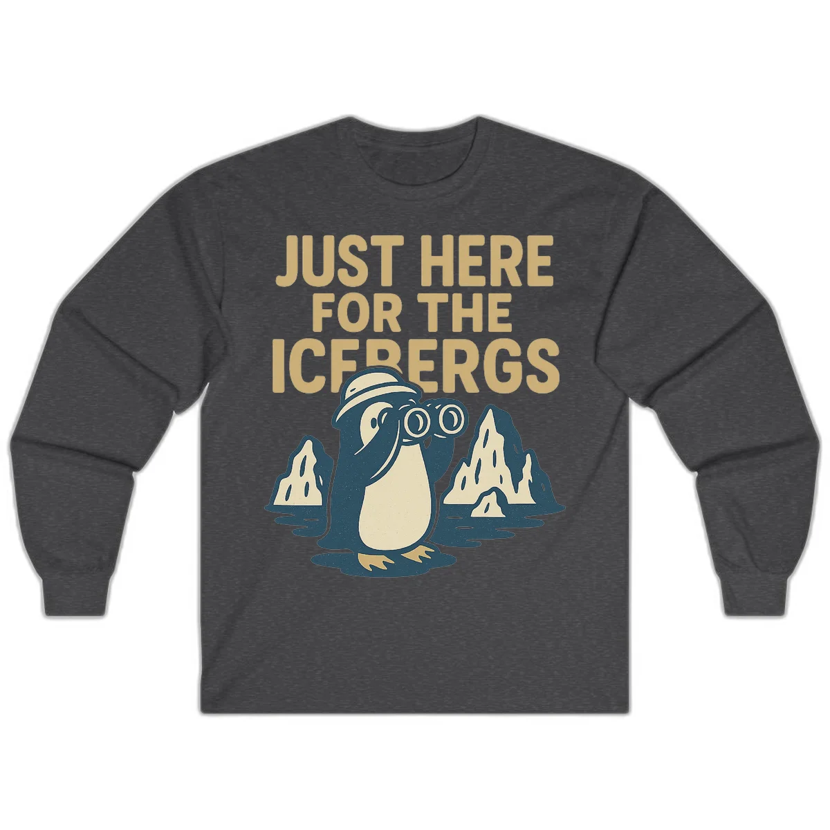 Just Here For The Icebergs Long Sleeve in Dark Heather