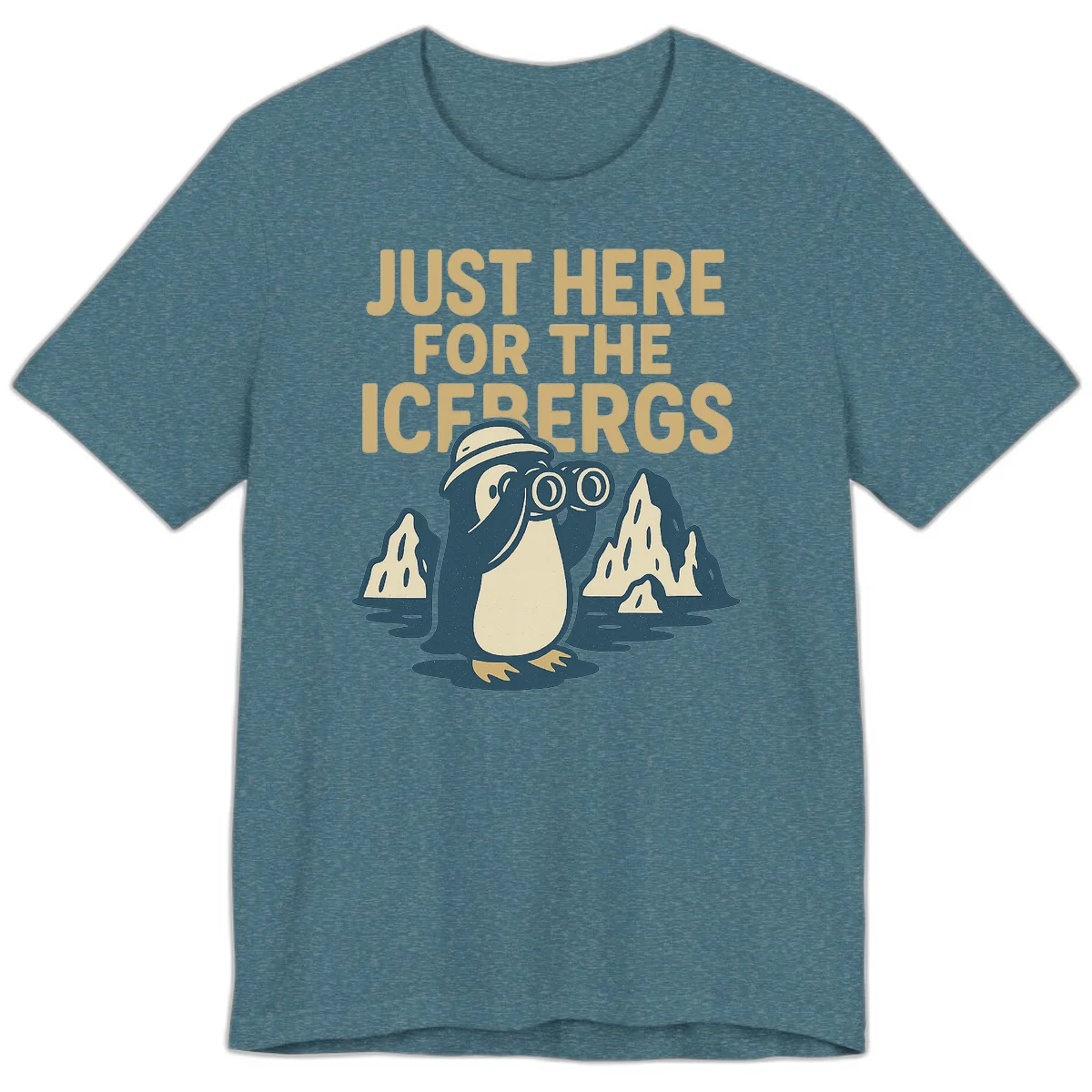 Just Here For The Icebergs Premium Tee in Heather Deep Teal