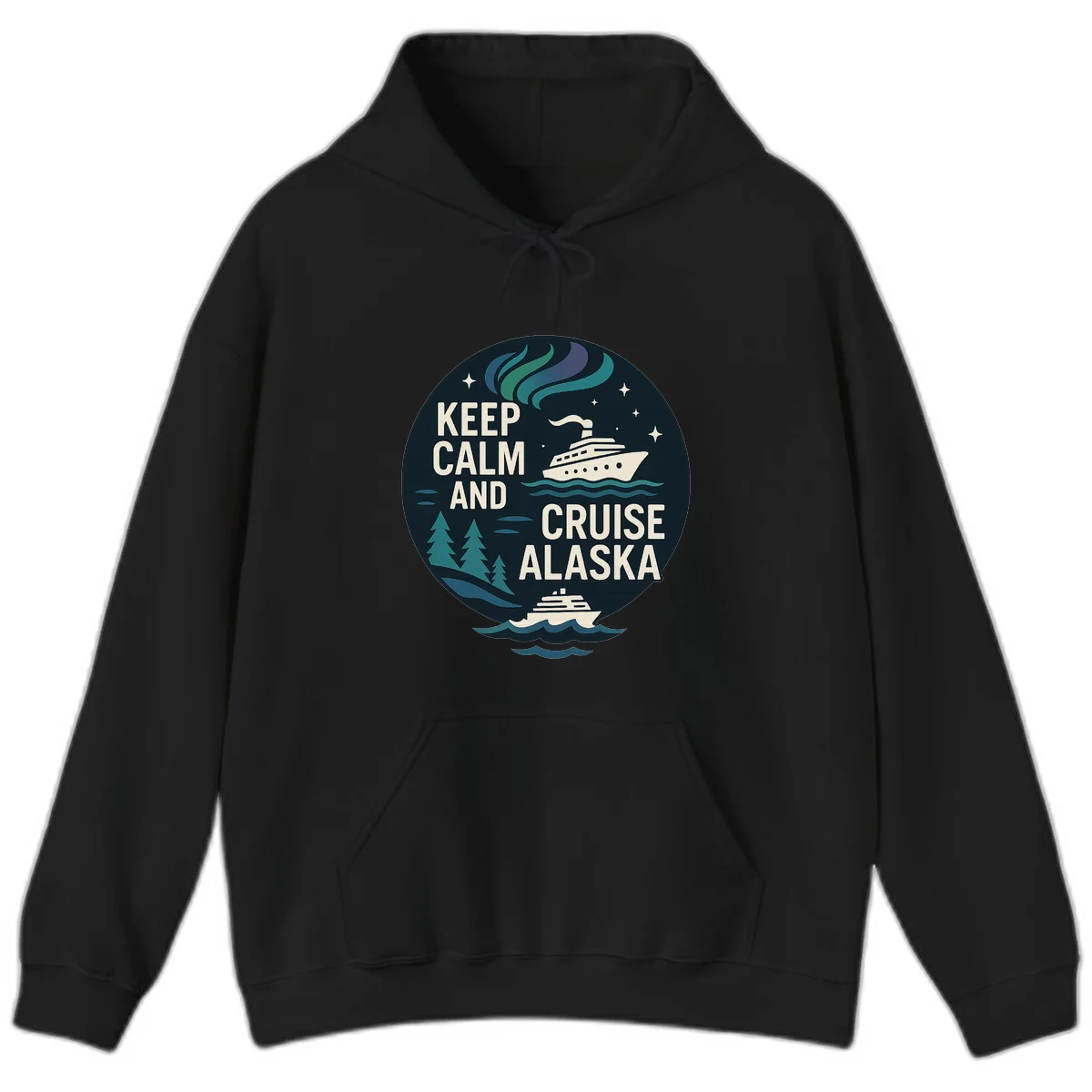 Keep Calm And Cruise Alaska Hoodie in Black