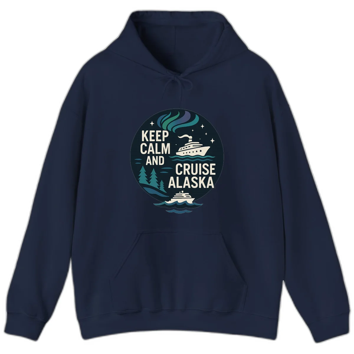 Keep Calm And Cruise Alaska Hoodie in Navy