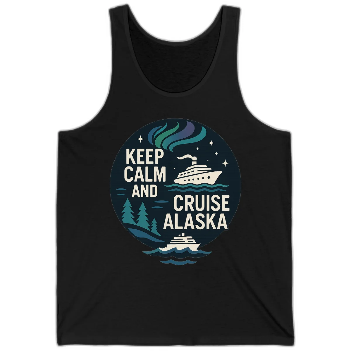 Keep Calm And Cruise Alaska Tank in Black