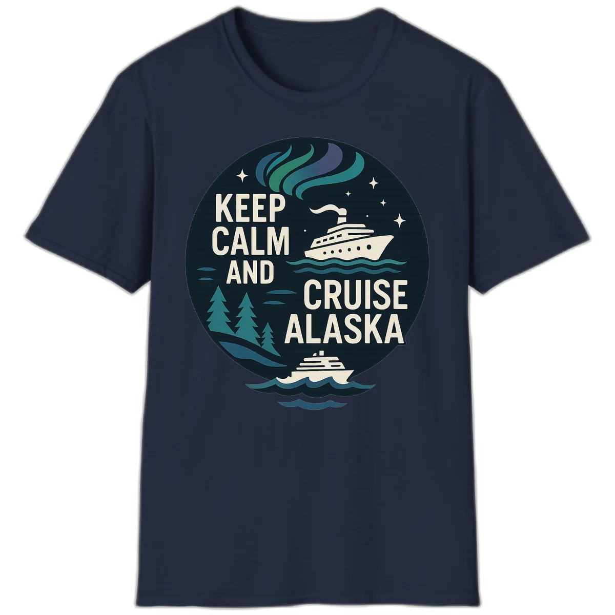 Keep Calm And Cruise Alaska T-Shirt in Navy
