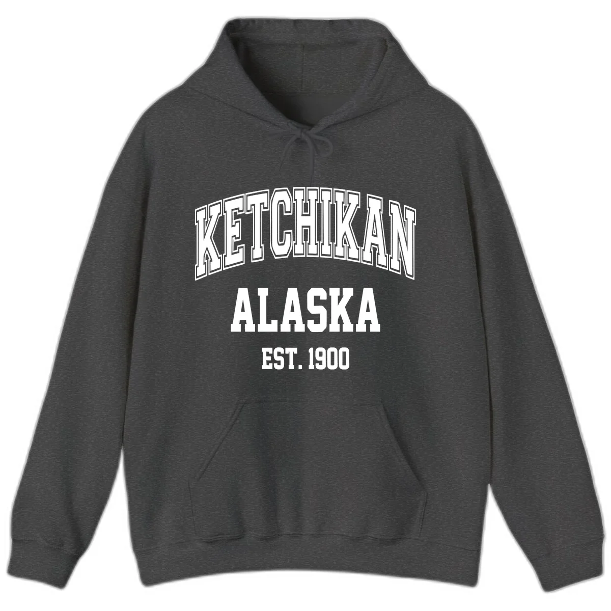 Ketchikan Alaska Est 1900 Hoodie in Dark Heather