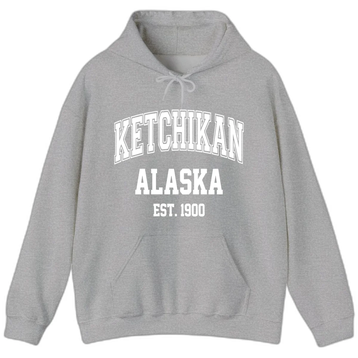 Ketchikan Alaska Est 1900 Hoodie in Sport Grey