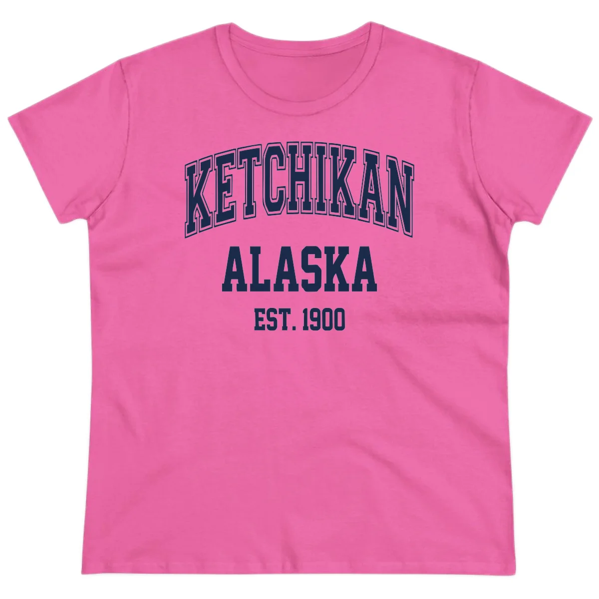 Ketchikan Alaska Est 1900 Ladies Tee in Azalea