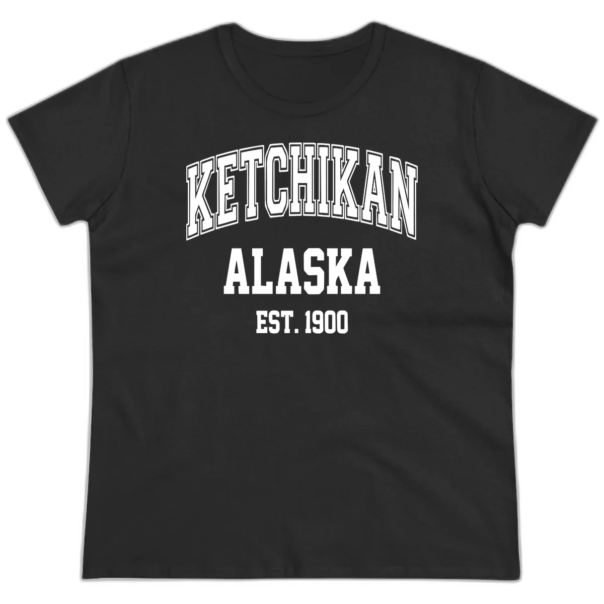 Ketchikan Alaska Est 1900 Ladies Tee in Black