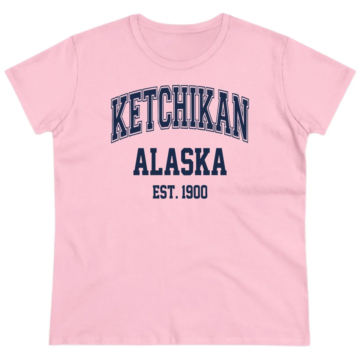 Ketchikan Alaska Est 1900 Ladies Tee in Light Pink