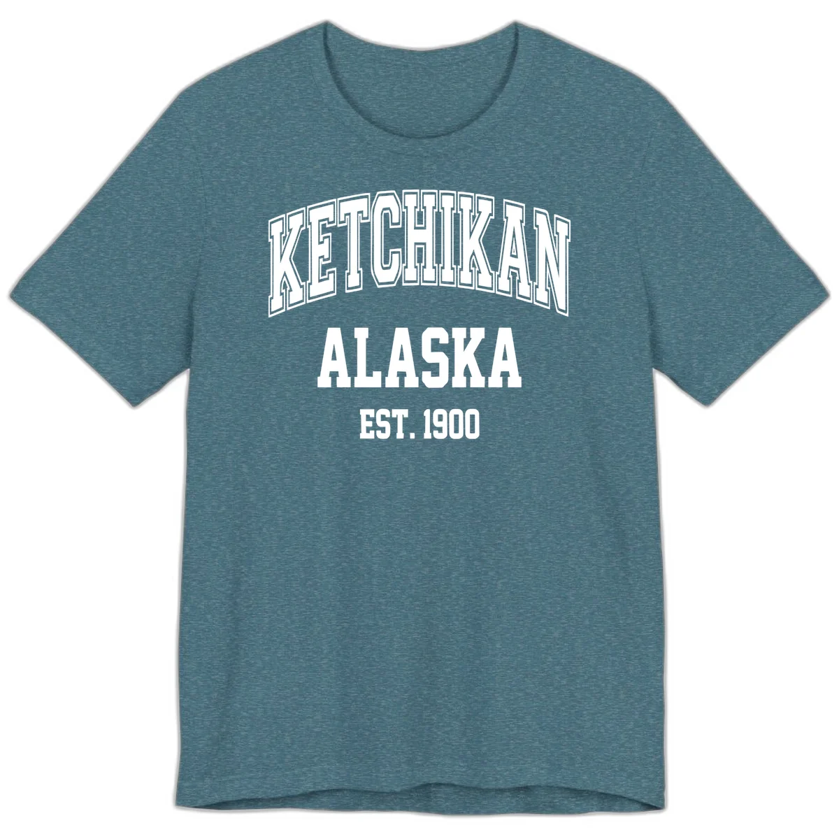 Ketchikan Alaska Est 1900 Premium Tee in Heather Deep Teal