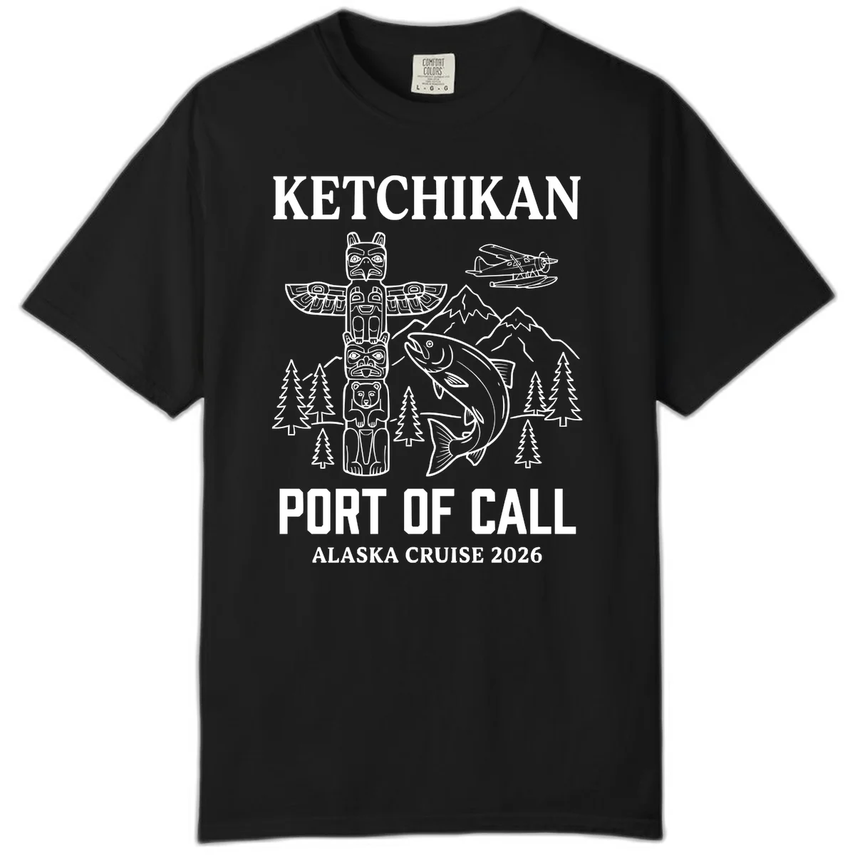 Ketchikan Port Of Call Alaska Cruise Comfort Color in Black