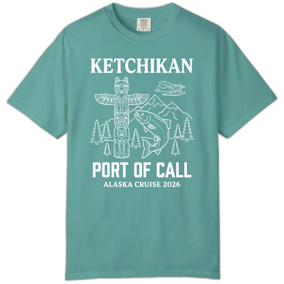 Ketchikan Port Of Call Alaska Cruise Comfort Color in Seafoam