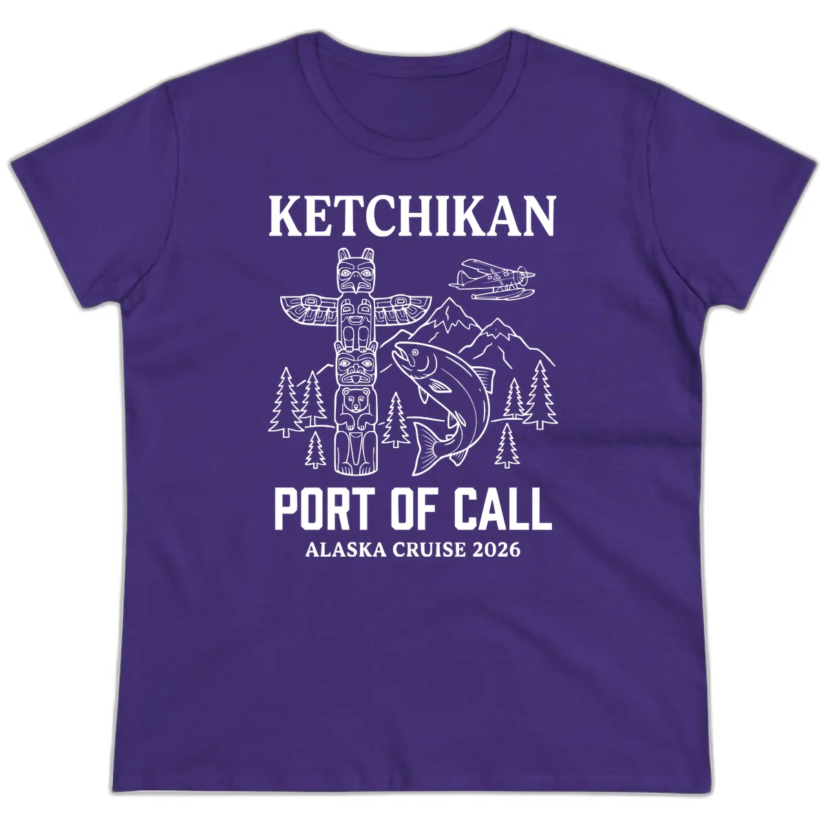 Ketchikan Port Of Call Alaska Cruise Ladies Tee in Purple