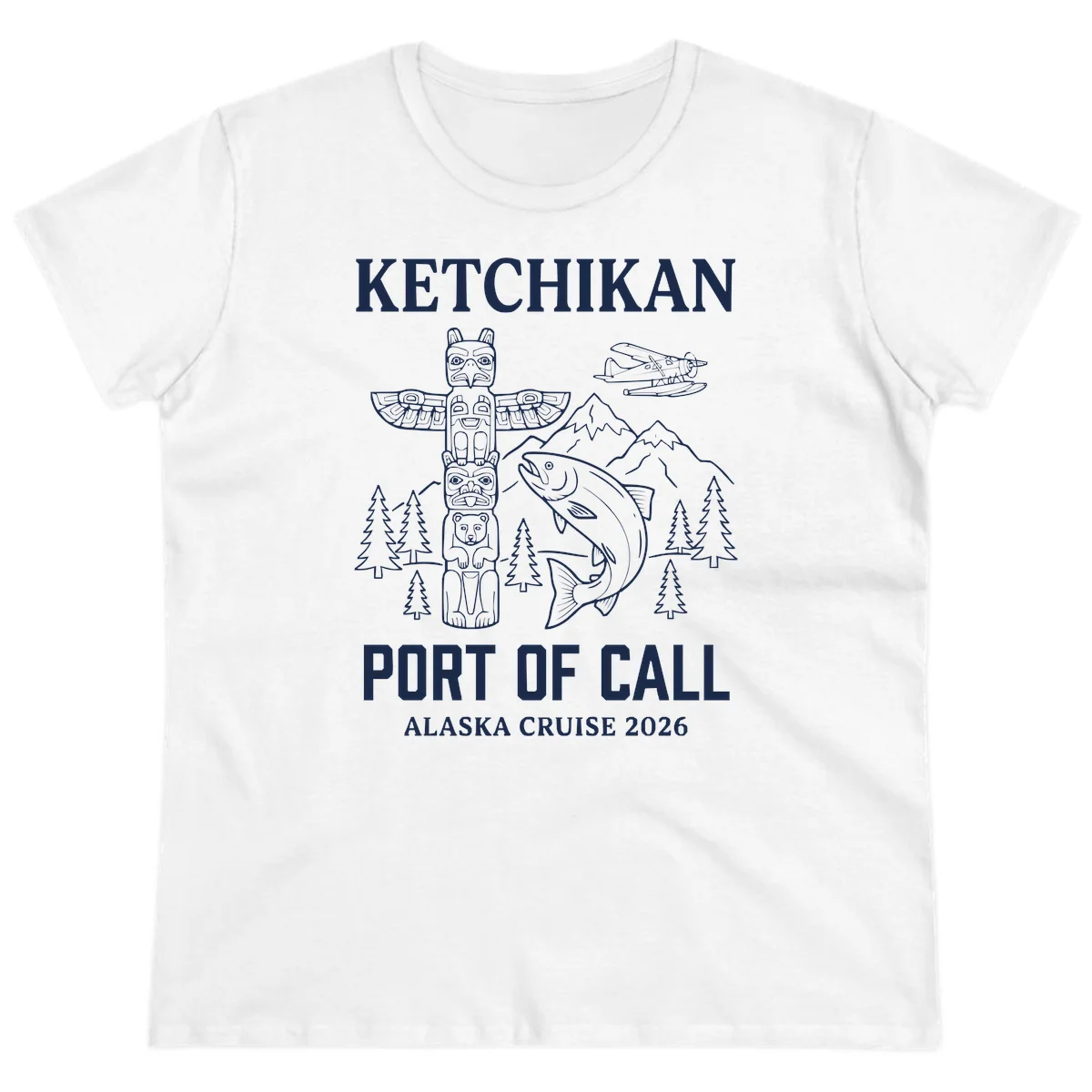 Ketchikan Port Of Call Alaska Cruise Ladies Tee in White