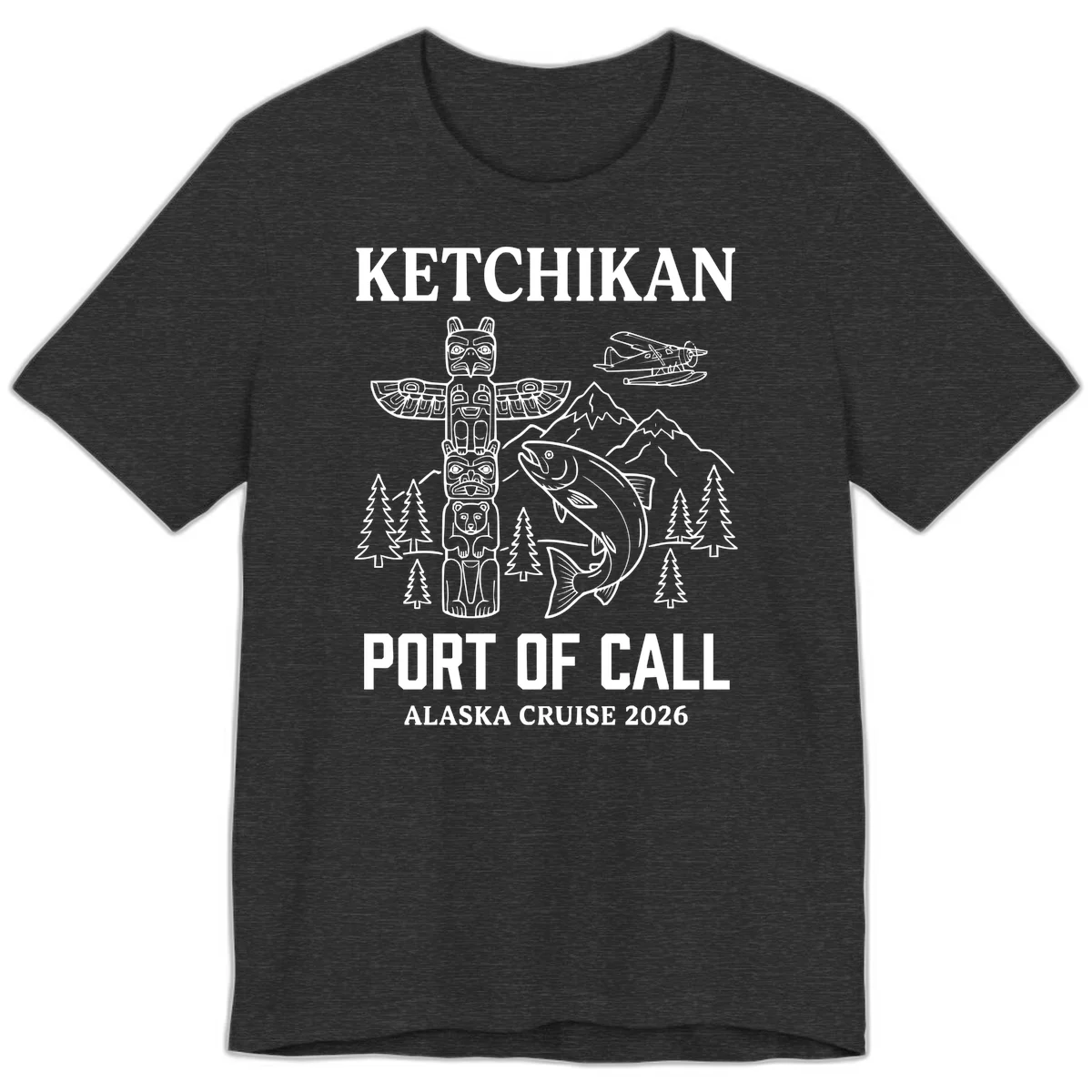 Ketchikan Port Of Call Alaska Cruise Premium Tee in Dark Grey Heather
