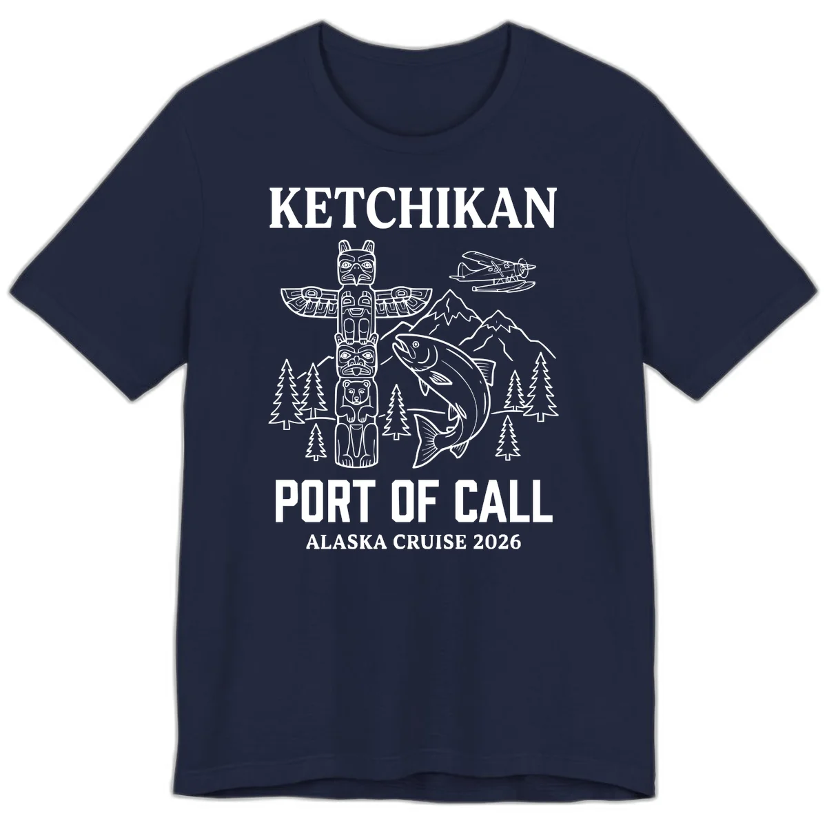 Ketchikan Port Of Call Alaska Cruise Premium Tee in Navy