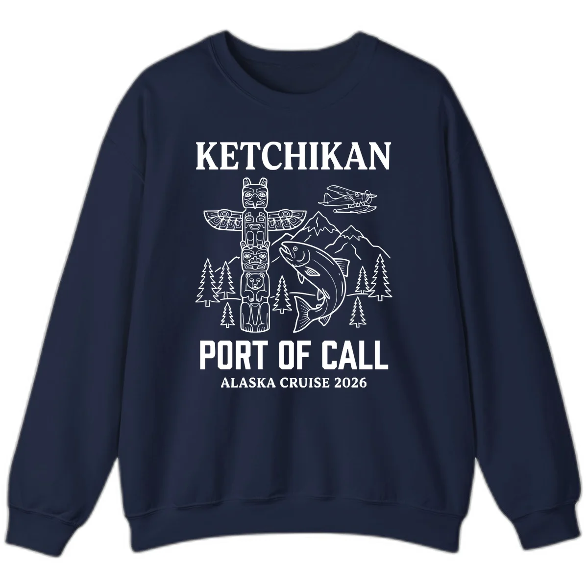 Ketchikan Port Of Call Alaska Cruise Sweatshirt in Navy