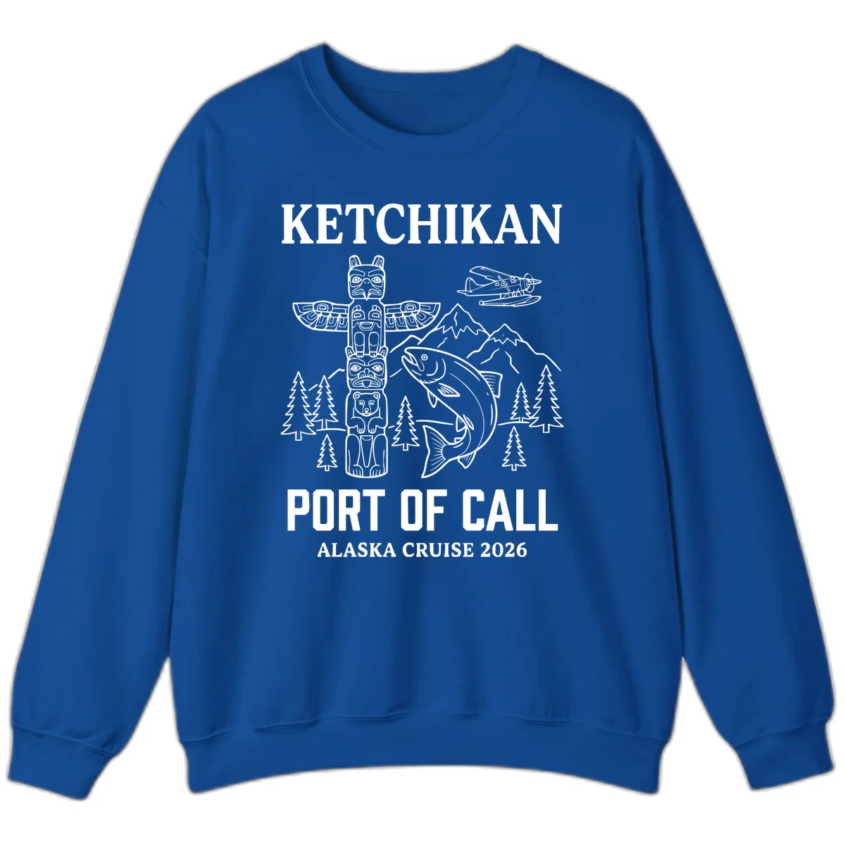 Ketchikan Port Of Call Alaska Cruise Sweatshirt in Royal