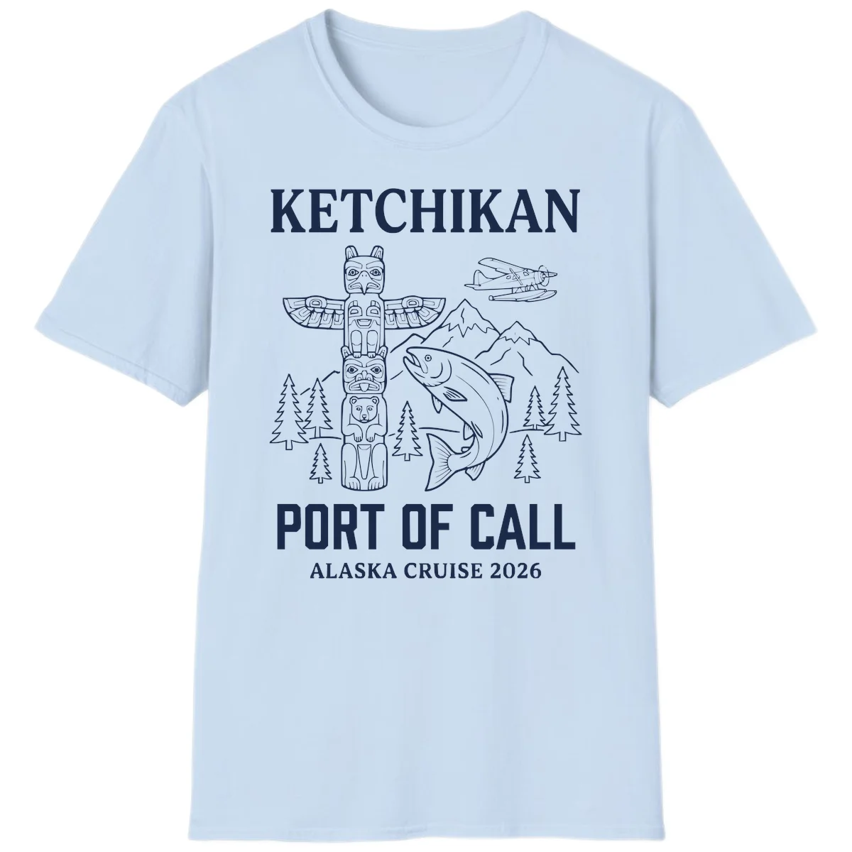 Ketchikan Port Of Call Alaska Cruise T-Shirt in Light Blue