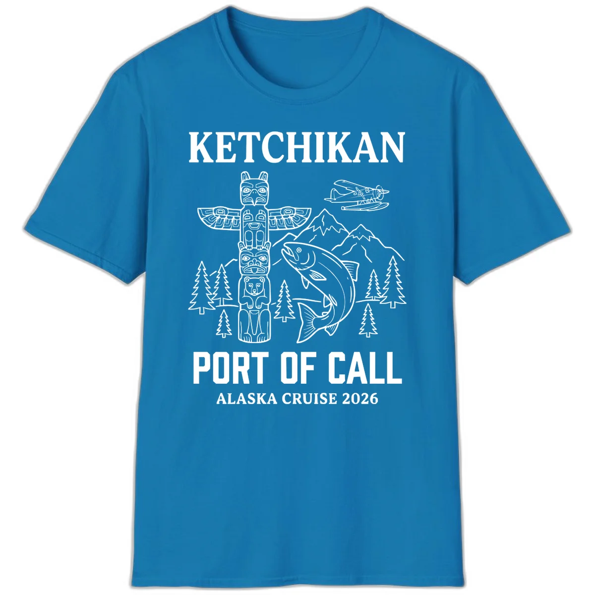 Ketchikan Port Of Call Alaska Cruise T-Shirt in Sapphire