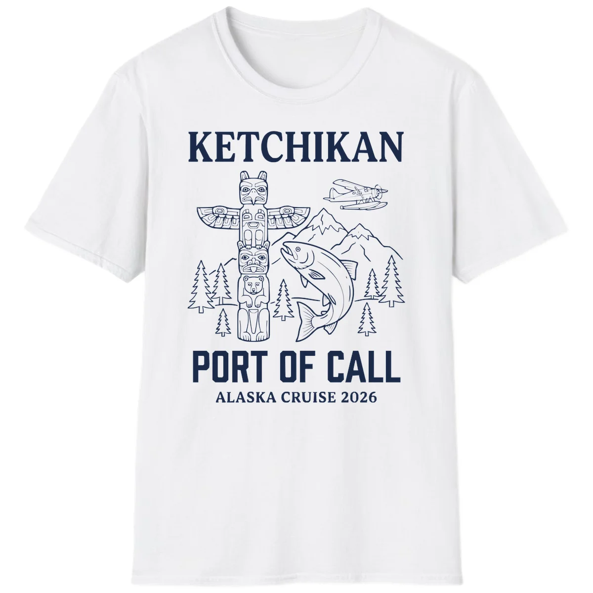Ketchikan Port Of Call Alaska Cruise T-Shirt in White