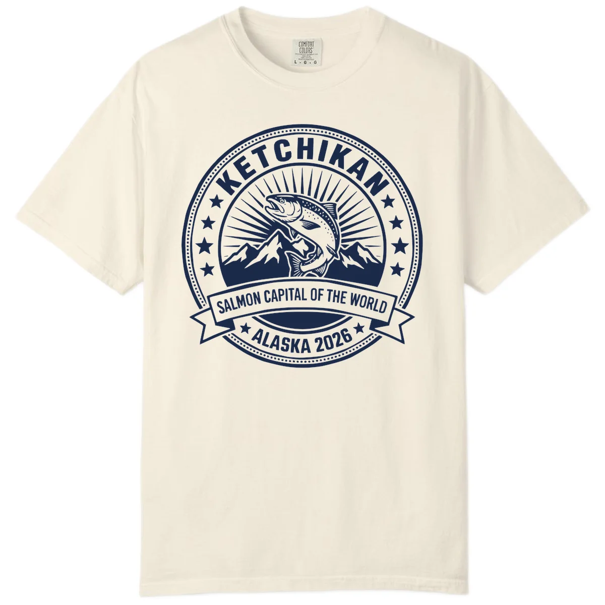 Ketchikan Salmon Capital Badge Comfort Color in Ivory