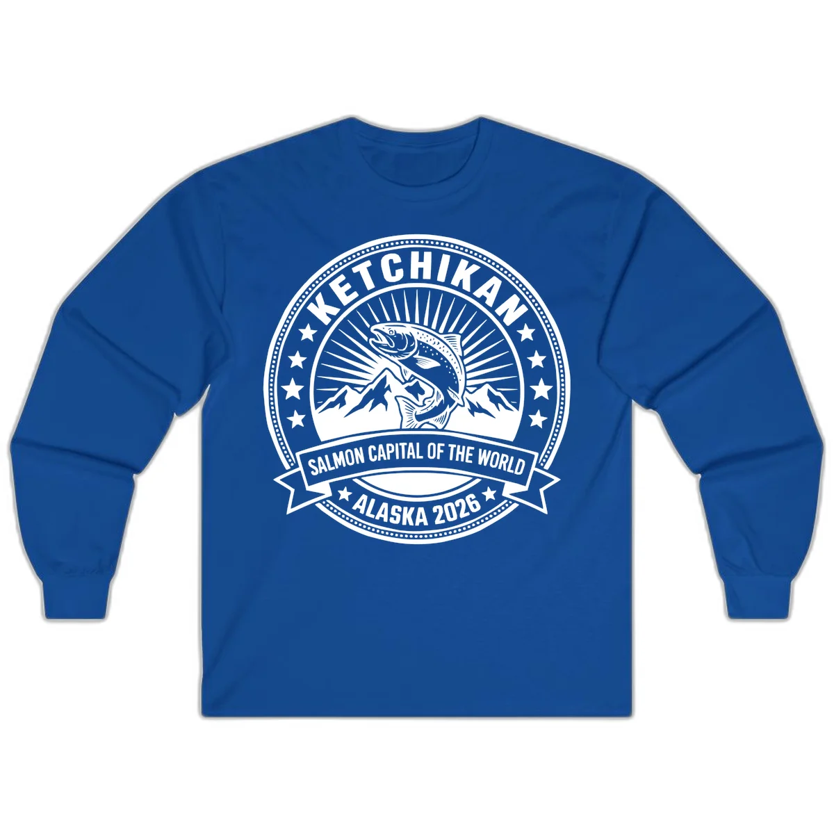 Ketchikan Salmon Capital Badge Long Sleeve in Royal