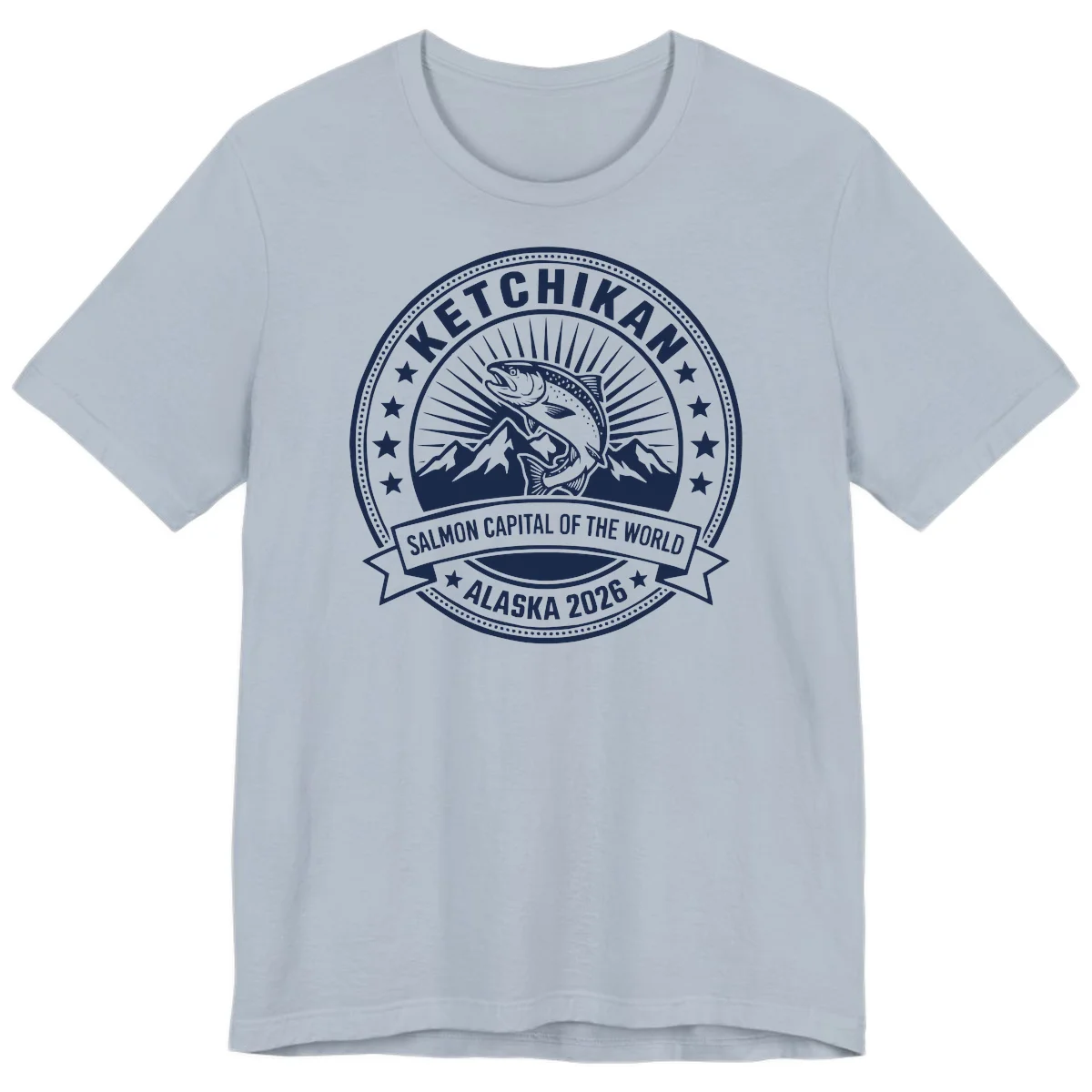 Ketchikan Salmon Capital Badge Premium Tee in Light Blue