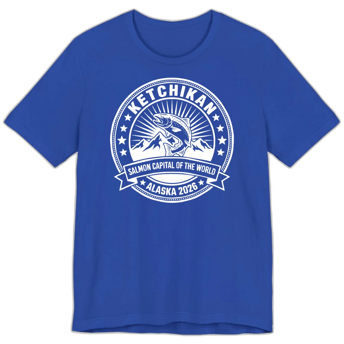 Ketchikan Salmon Capital Badge Premium Tee in True Royal