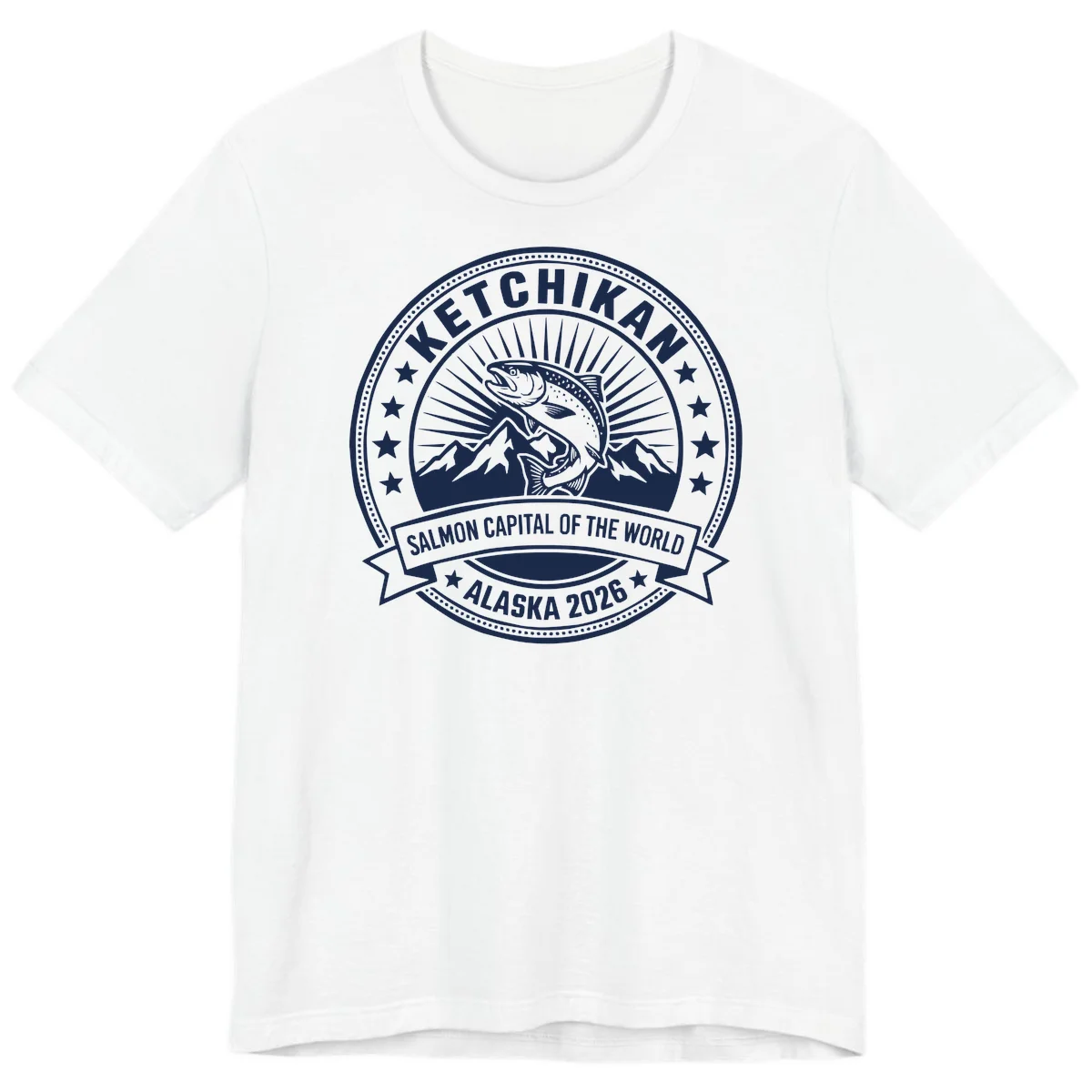 Ketchikan Salmon Capital Badge Premium Tee in White