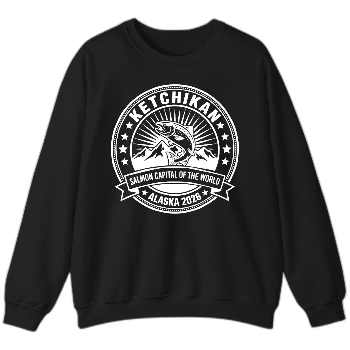 Ketchikan Salmon Capital Badge Sweatshirt in Black
