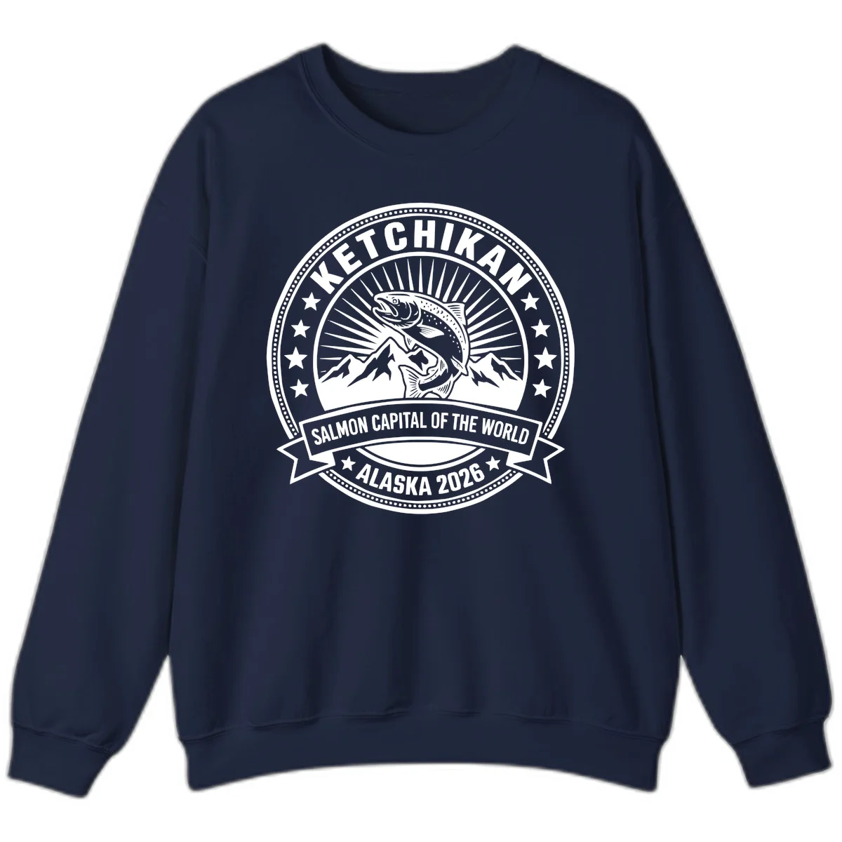 Ketchikan Salmon Capital Badge Sweatshirt in Navy