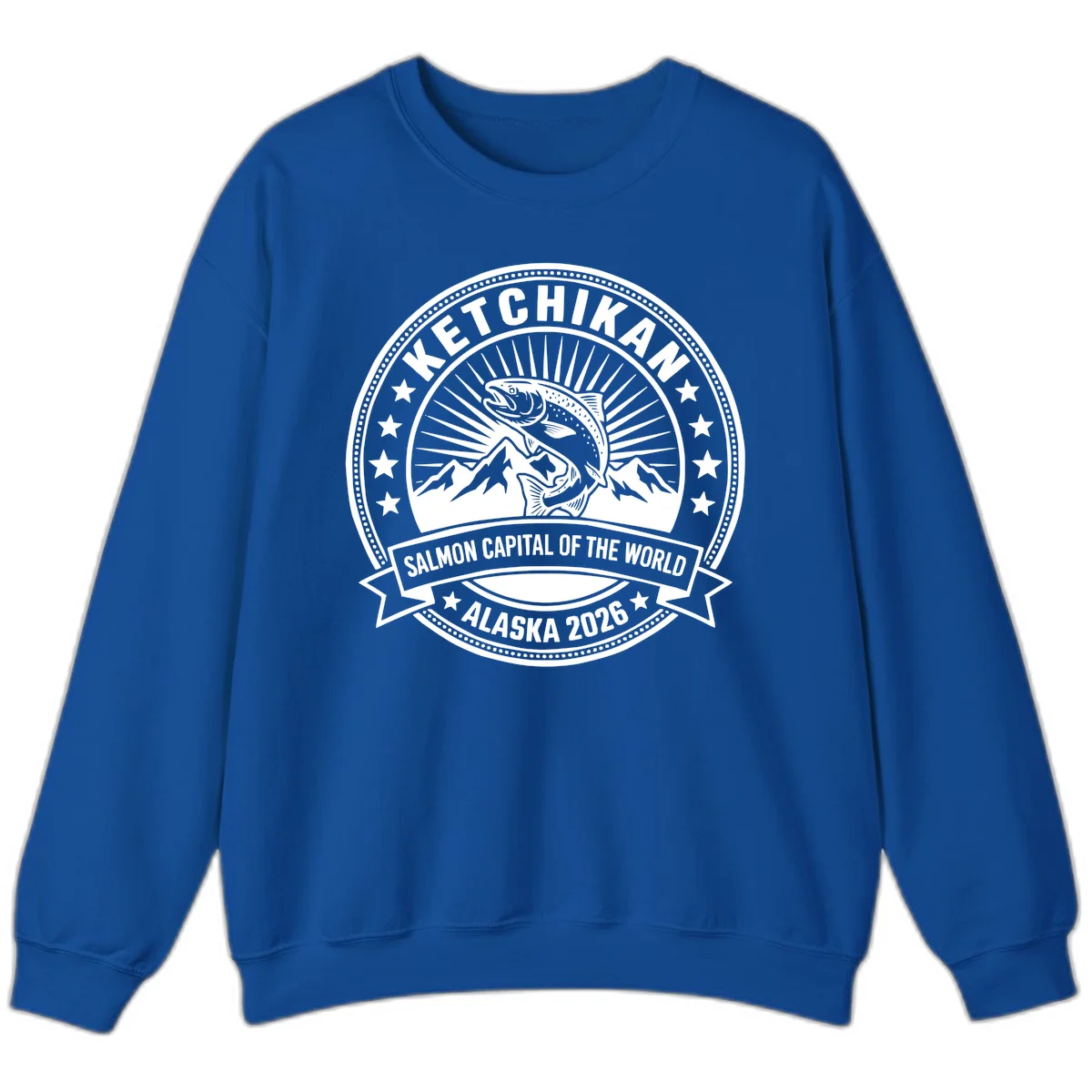 Ketchikan Salmon Capital Badge Sweatshirt in Royal