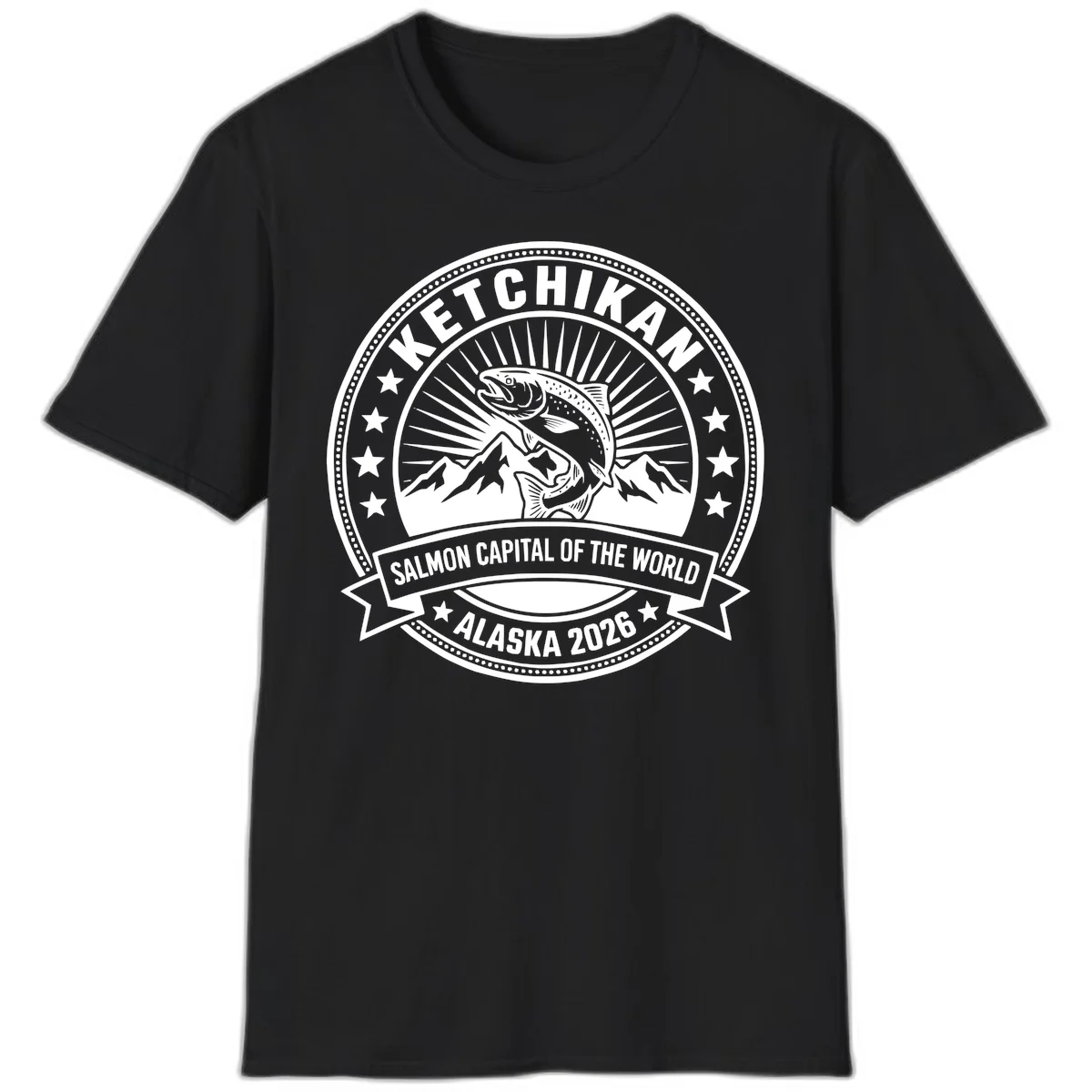 Ketchikan Salmon Capital Badge T-Shirt in Black