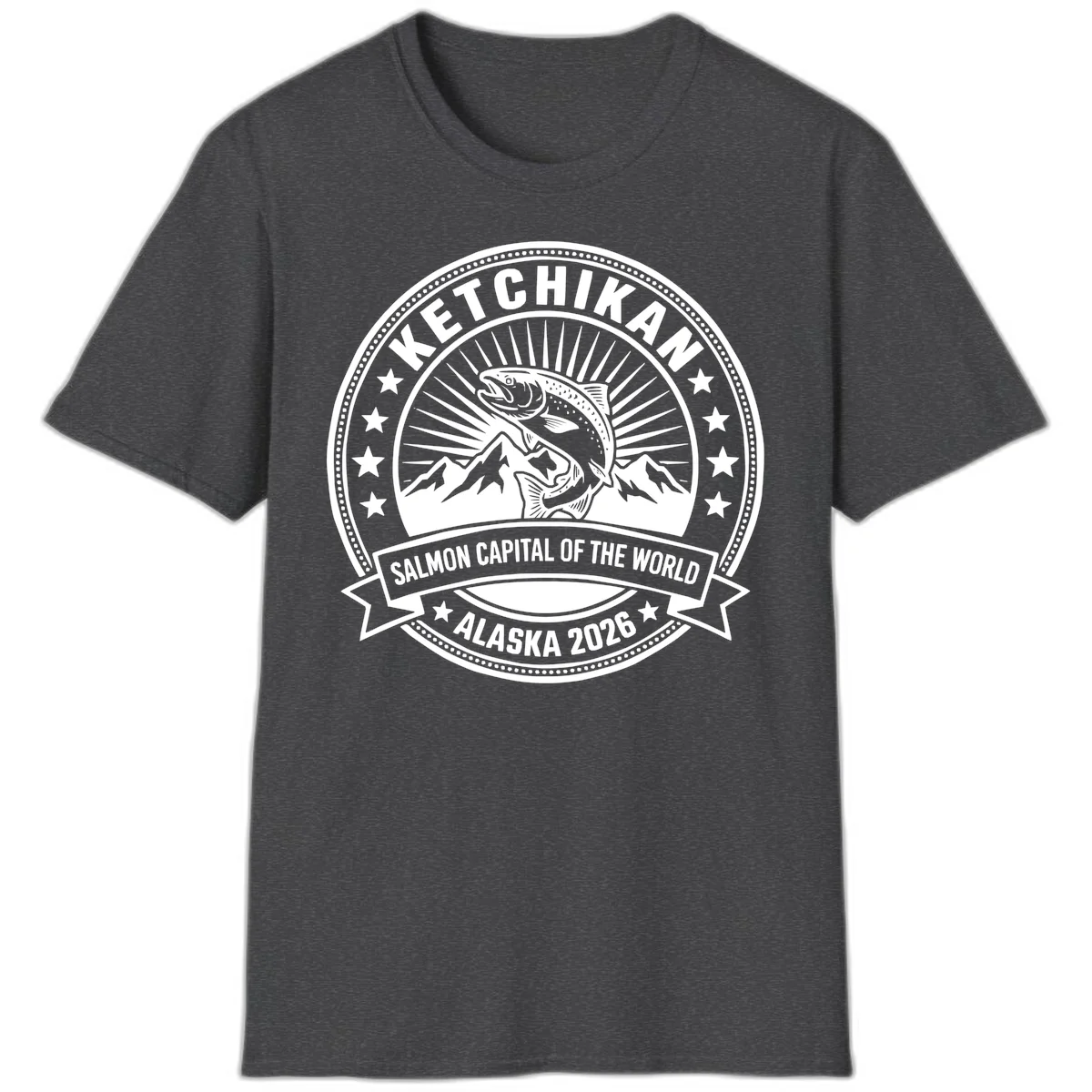 Ketchikan Salmon Capital Badge T-Shirt in Dark Heather