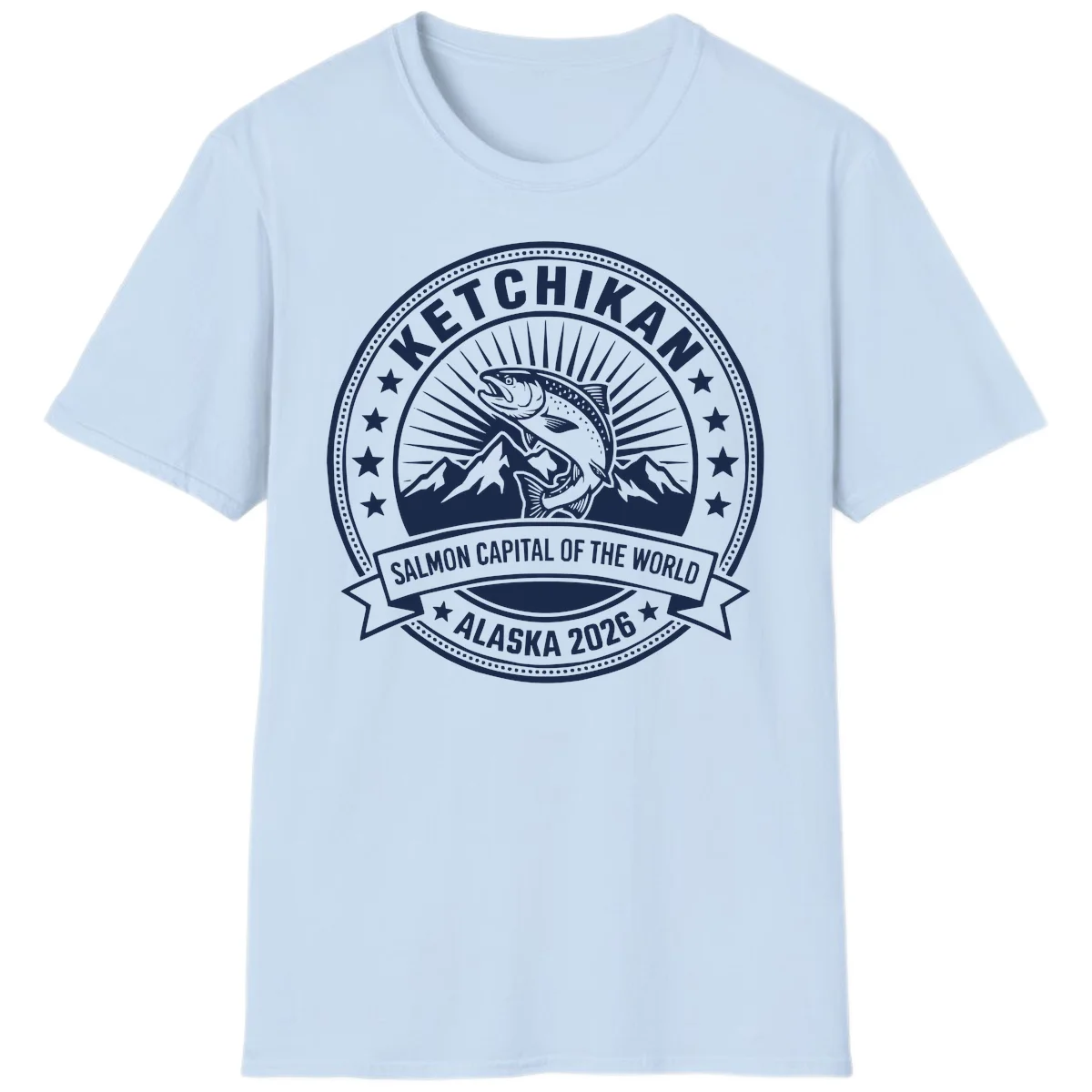Ketchikan Salmon Capital Badge T-Shirt in Light Blue