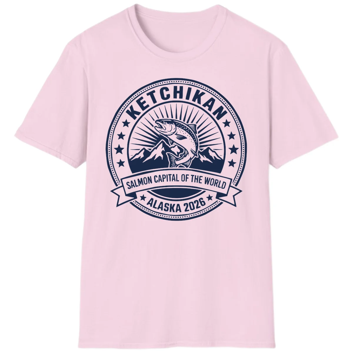 Ketchikan Salmon Capital Badge T-Shirt in Light Pink