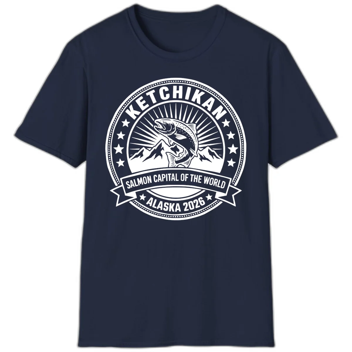 Ketchikan Salmon Capital Badge T-Shirt in Navy