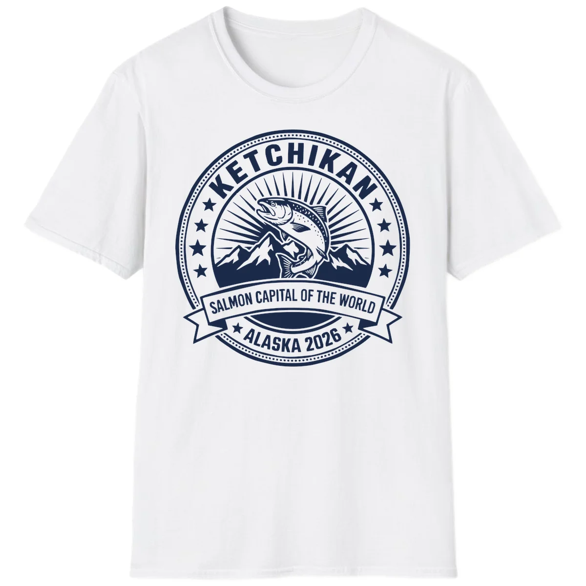 Ketchikan Salmon Capital Badge T-Shirt in White