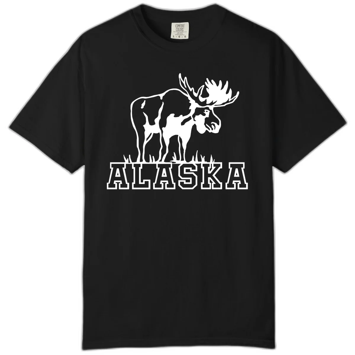 Alaska Moose Majestic State Pride Comfort Color T-Shirt in Black