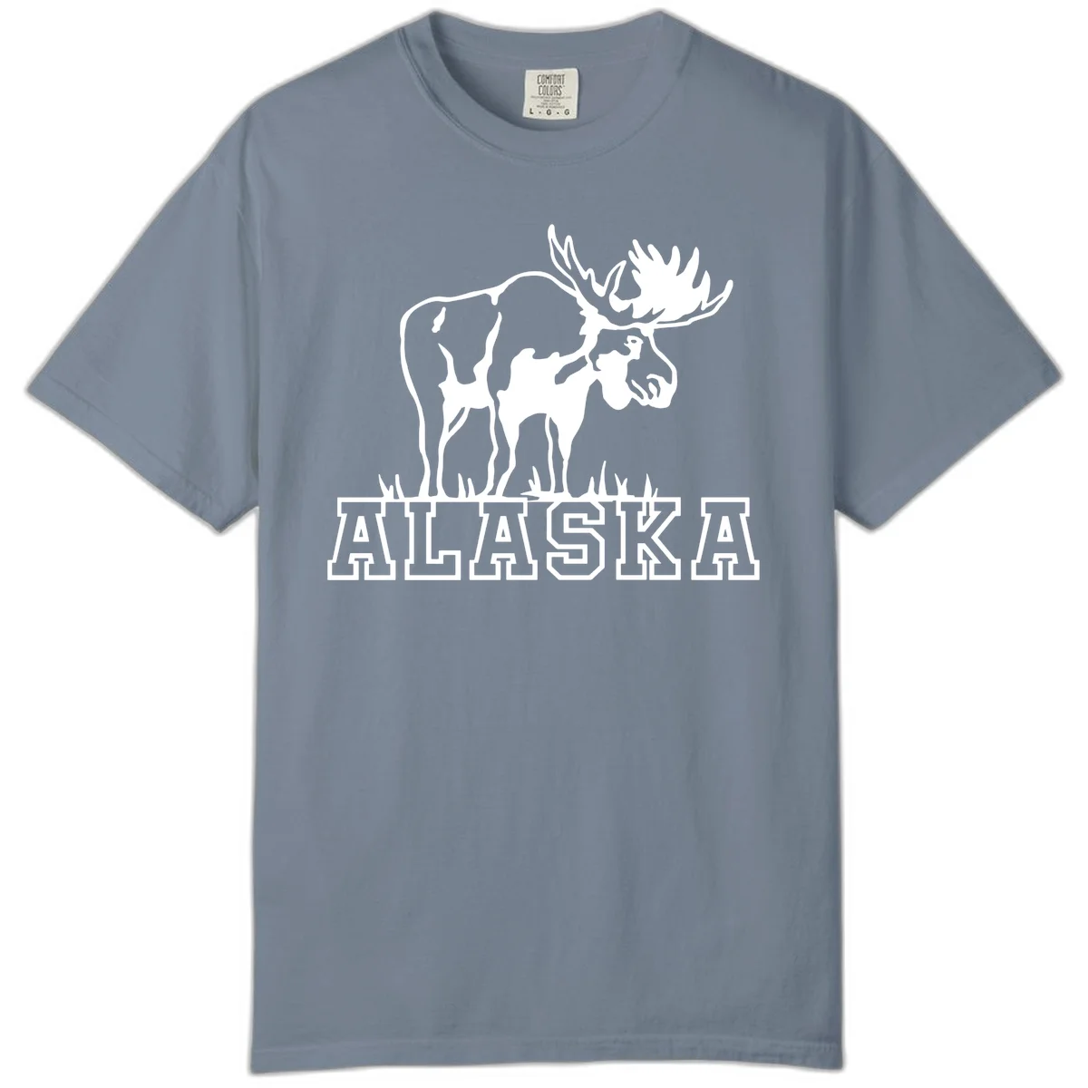 Alaska Moose Majestic State Pride Comfort Color T-Shirt in Blue Jean