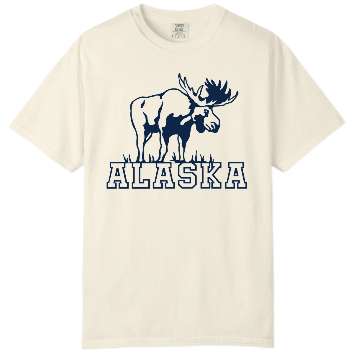 Alaska Moose Majestic State Pride Comfort Color T-Shirt in Ivory