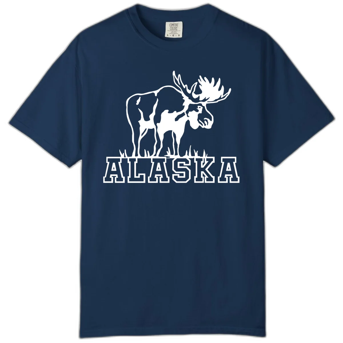 Alaska Moose Majestic State Pride Comfort Color T-Shirt in Navy